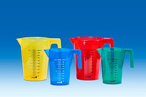 Graduated beakers, stackable, coloured, PP - Measuring and transferring,&nbsp;Graduated beakers